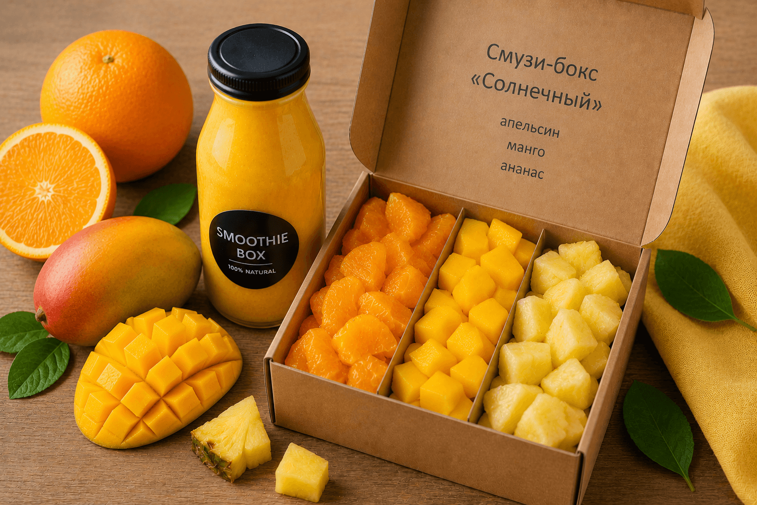 Смузи-бокс «Солнечный» 🍊🥭🍍